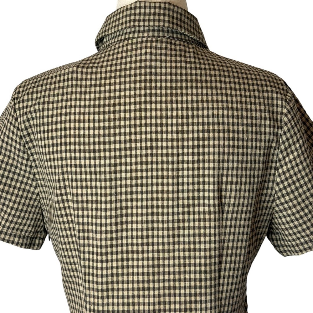 RIHOAS Pleated Mini Dress Women Small Brown Plaid Lapel Cotton NWT Button Front - Picture 5 of 12